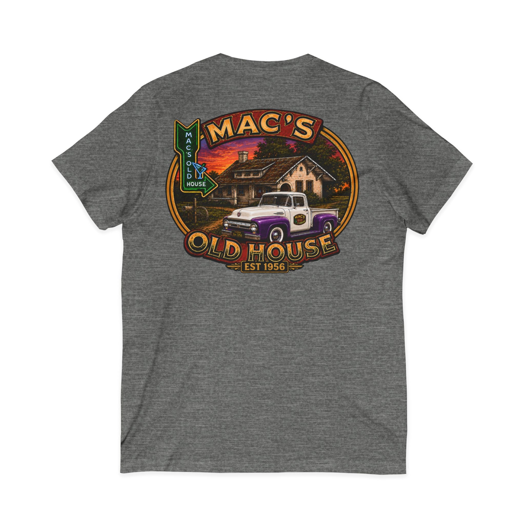 Mac’s Old House Vintage Truck V-Neck Tee