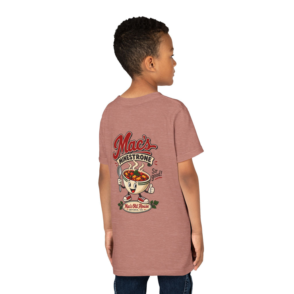 Youth Tee — "Mac's Minestrone" Retro Soup Logo