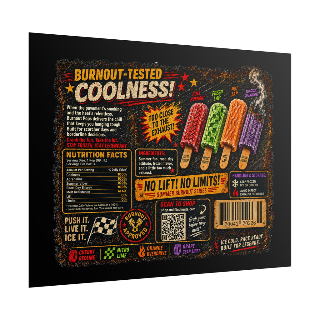 Rolled Poster — Retro 'Burnout-Tested Coolness' Popsicle Label Art