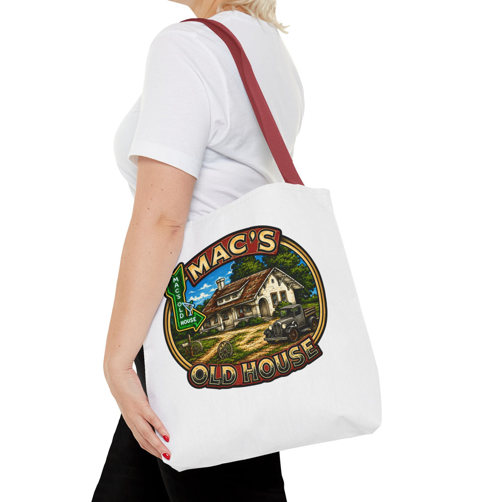 Mac's Old House Tote Bag — Vintage Route 66 Retro Diner Beach Town Carryall