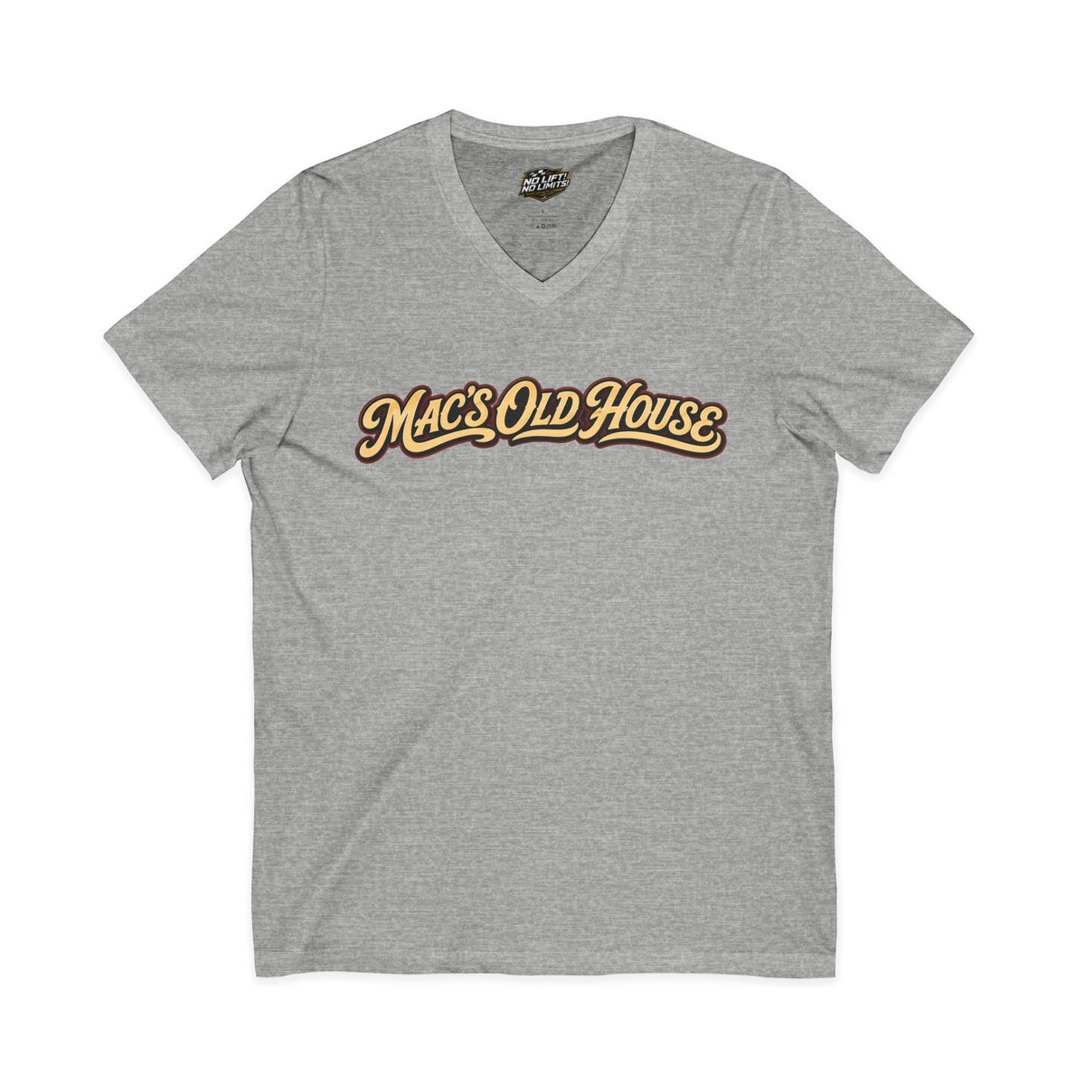 Mac's Old House V-Neck Tee — Retro Diner & Classic Cars Graphic Shirt