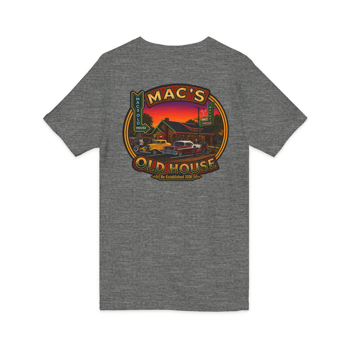 Mac’s Old House Re-Established 2026  V-Neck Tee