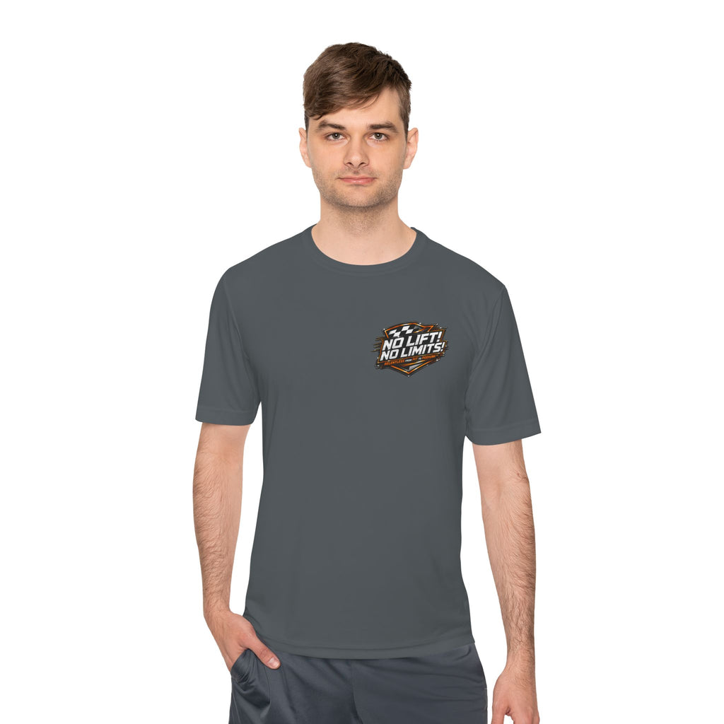 Racing Tee — "No Lift! No Limits!" Sports Car Graphic Moisture-Wicking Shirt