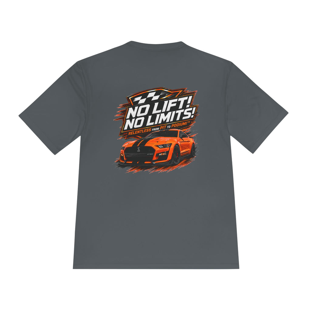 Racing Tee — "No Lift! No Limits!" Sports Car Graphic Moisture-Wicking Shirt