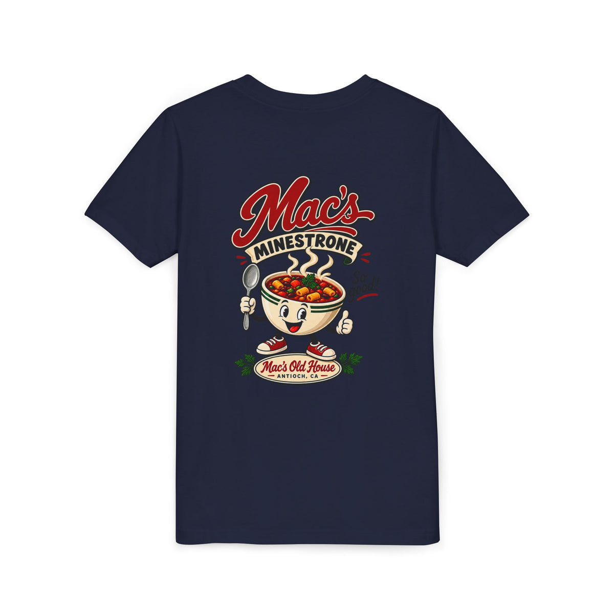 Youth Tee — "Mac's Minestrone" Retro Soup Logo