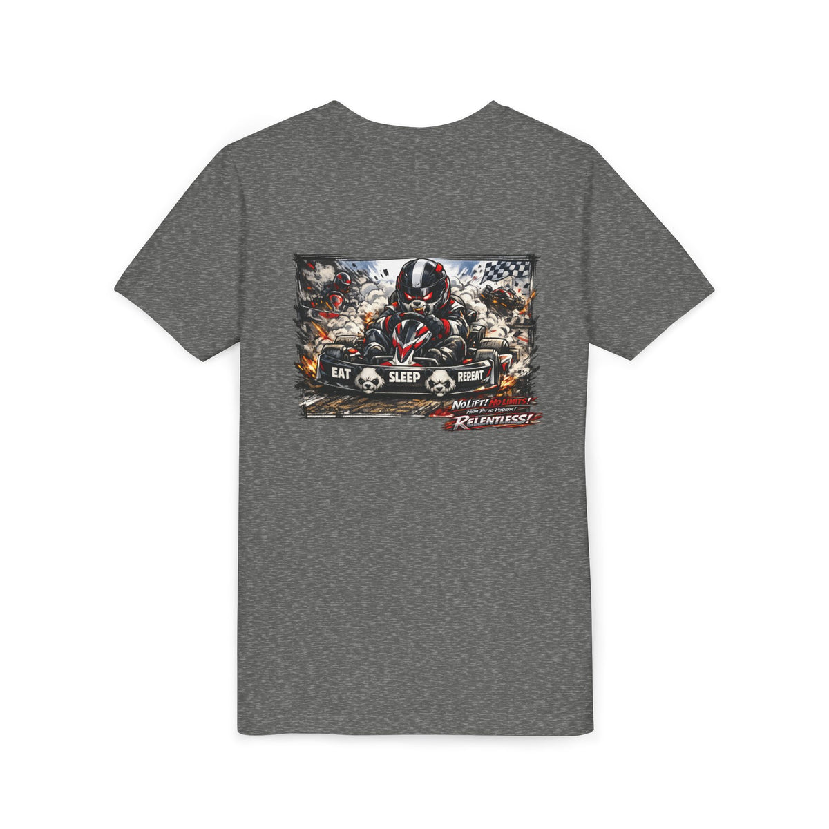 Youth Tee — Eat. Sleep. Race. Repeat. Panda Kart Racing Tee