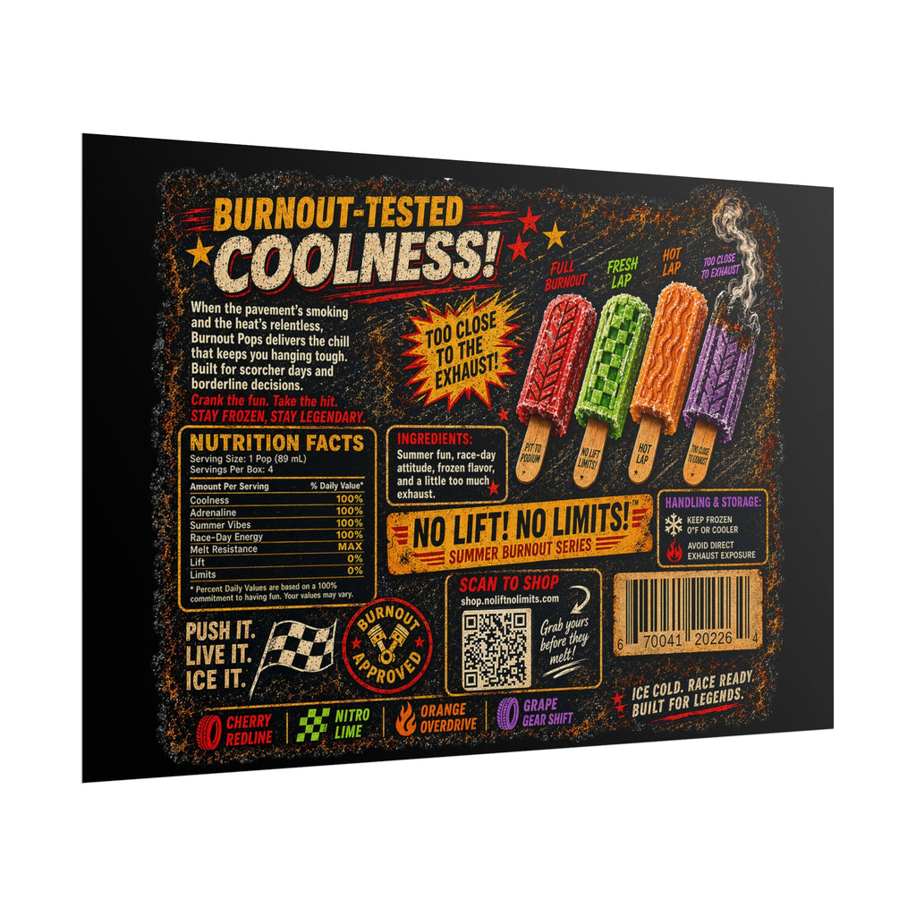 Rolled Poster — Retro 'Burnout-Tested Coolness' Popsicle Label Art