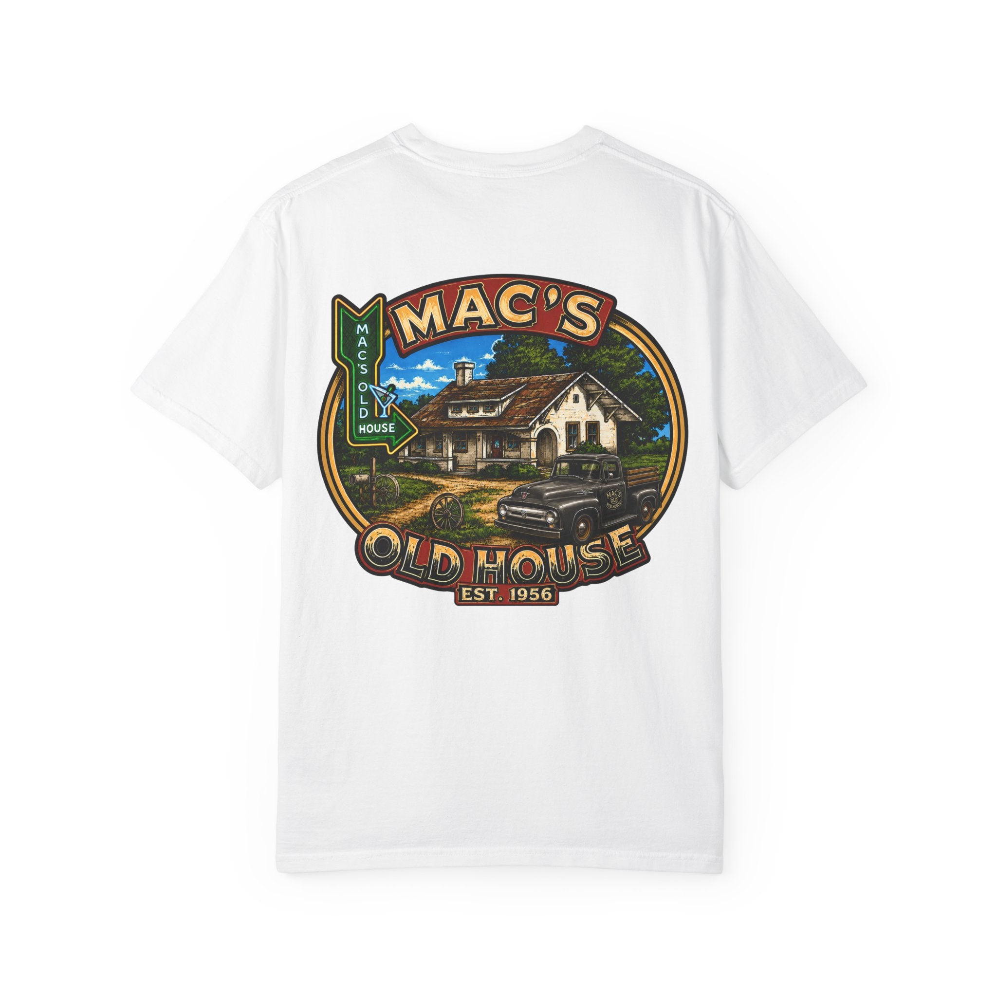 Mac's Old House Vintage T-Shirt — Retro Roadside Diner Graphic Tee