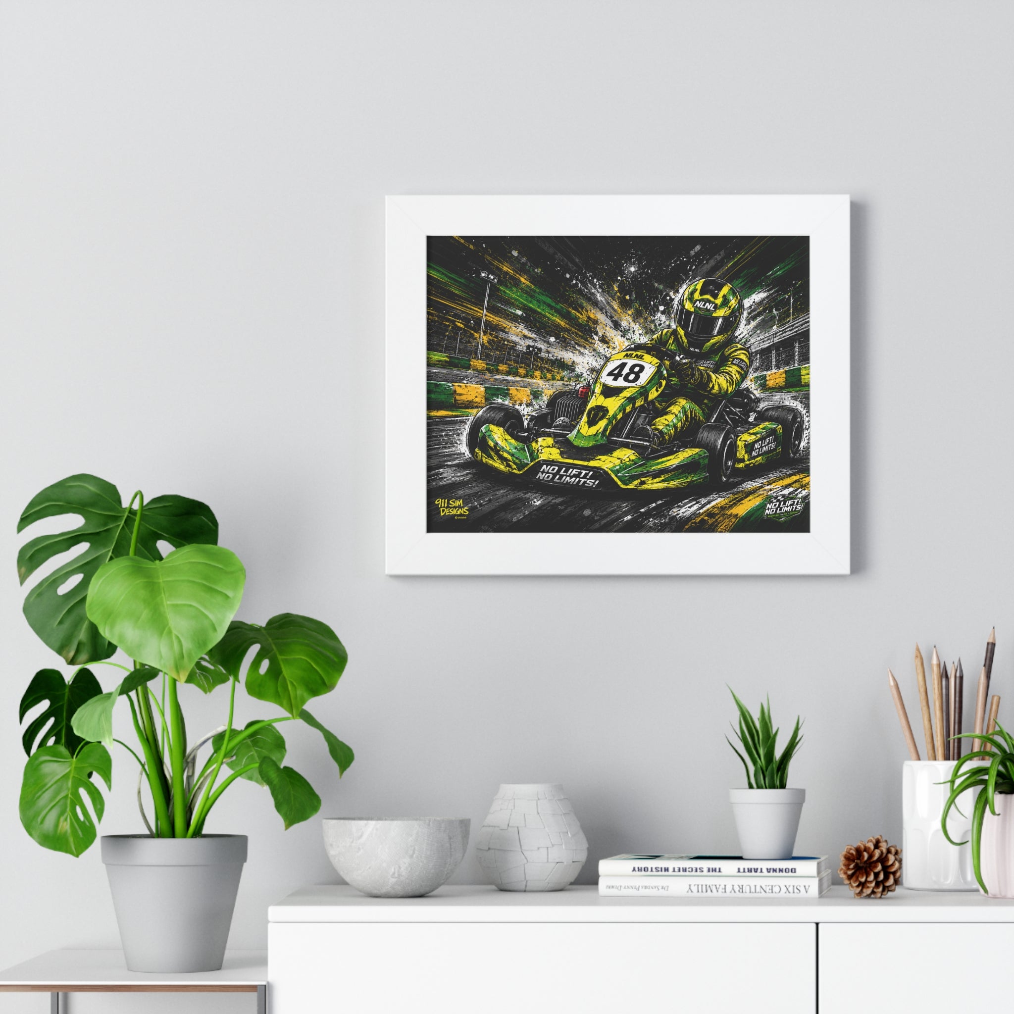 Go-Kart Racing Framed Poster — "No Limits" High-Speed Track Art