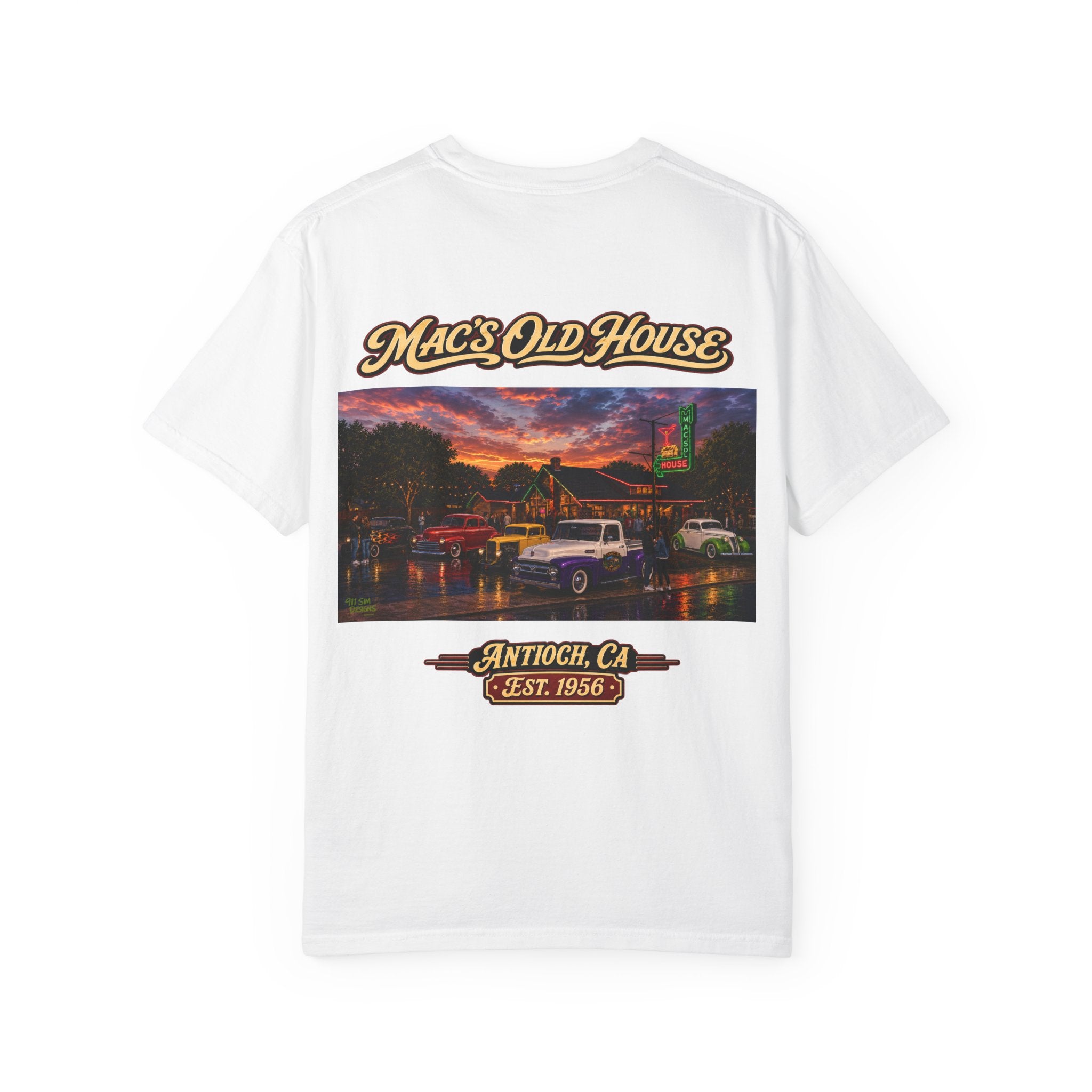 Mac's Old House Antioch CA Vintage T-Shirt — Retro Diner Night Scene (Est. 1956)