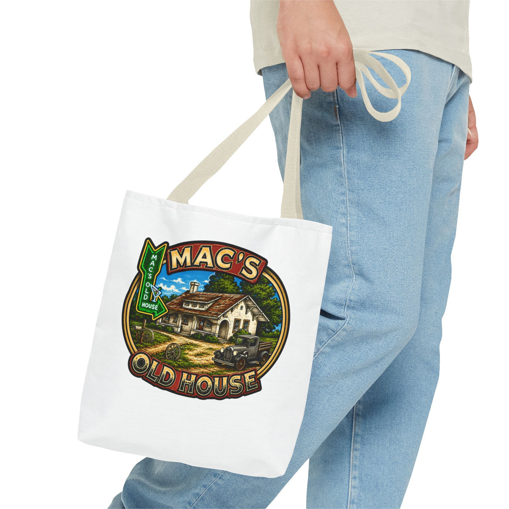 Mac's Old House Tote Bag — Vintage Route 66 Retro Diner Beach Town Carryall