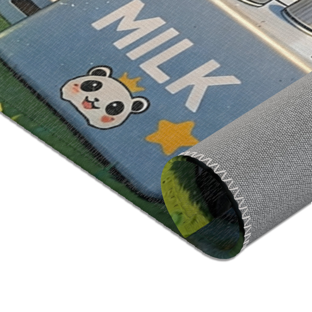 Panda Pit Crew Area Rug — Cute Racing Scene Floor Mat
