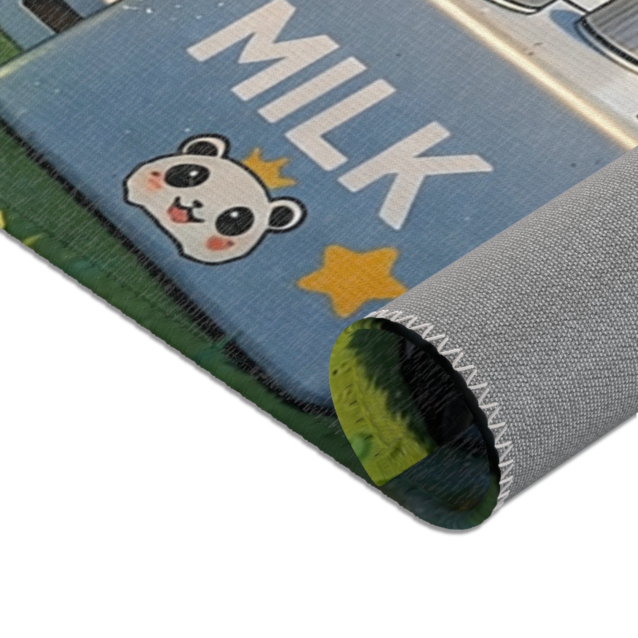 Panda Pit Crew Area Rug — Cute Racing Scene Floor Mat