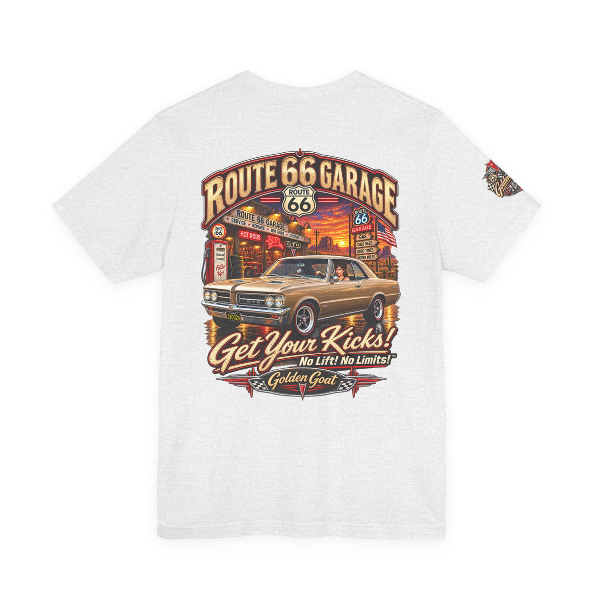 Pontiac GTO T-Shirt – Golden Goat Muscle Car Tee | Route 66 Garage