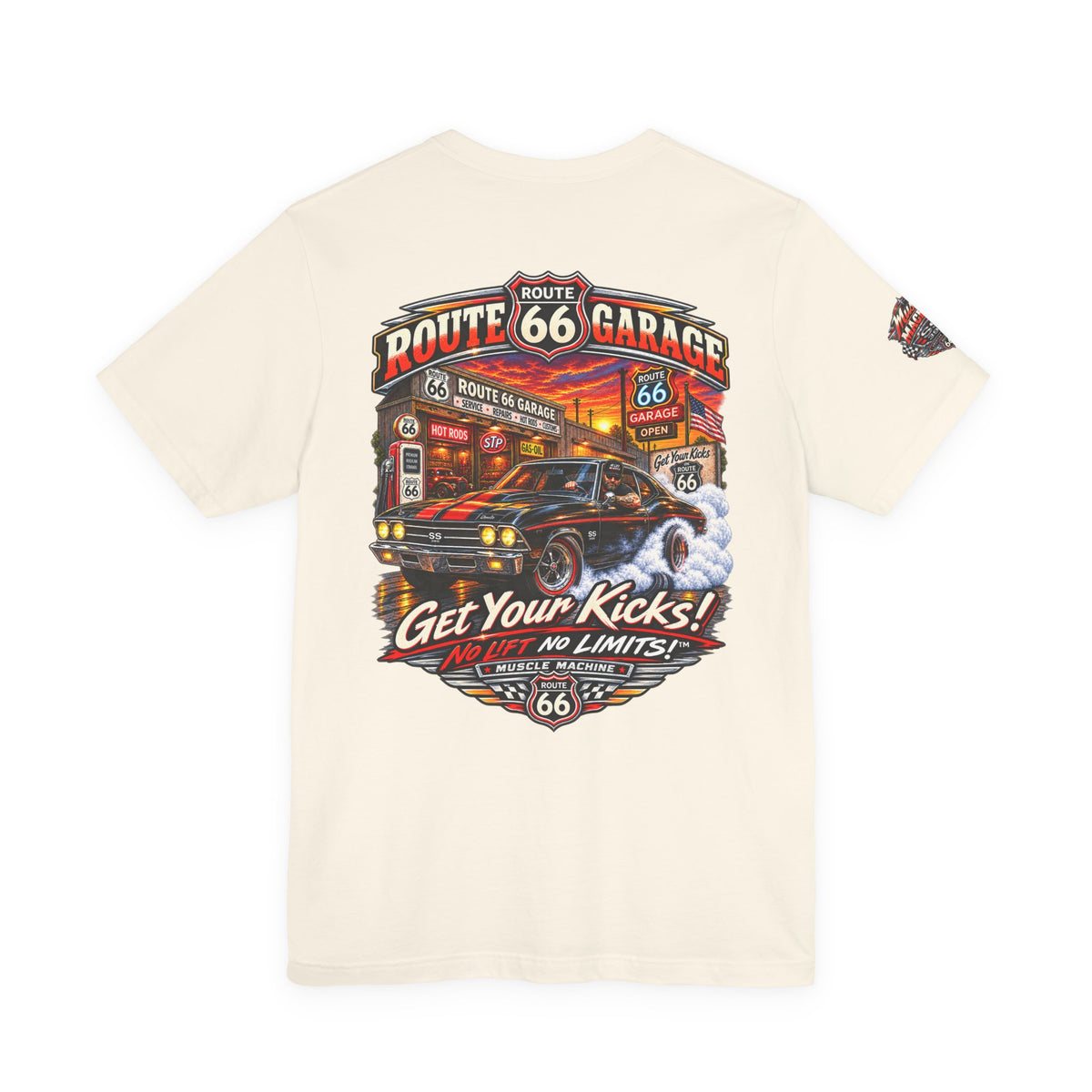 Muscle Car Burnout T-Shirt – Classic American Muscle Graphic Tee | Route 66 Garage