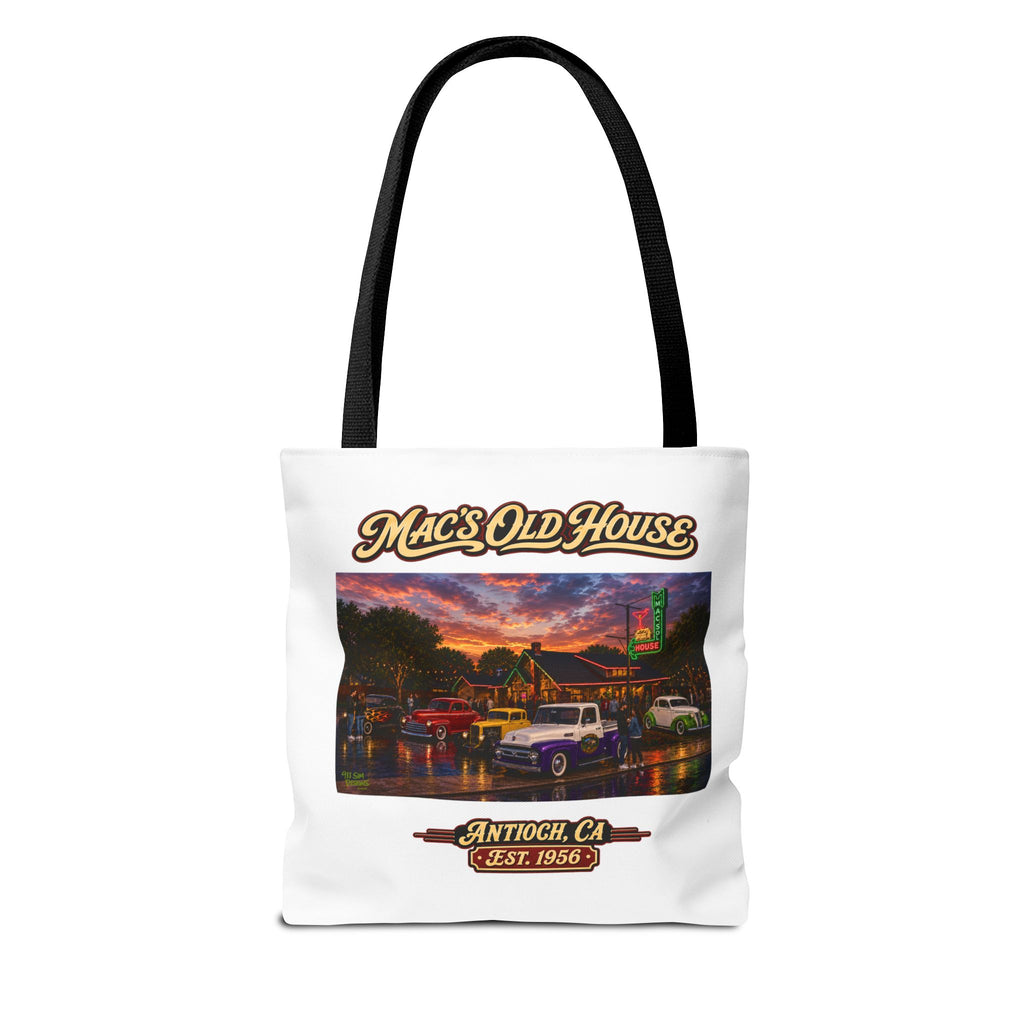 Mac's Old House Tote Bag — Vintage Route 66 Retro Diner Beach Town Carryall