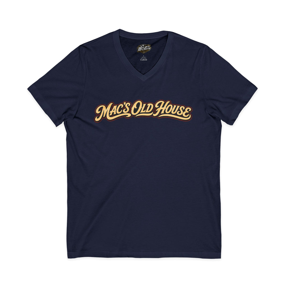 Mac's Old House V-Neck Tee — Retro Diner & Classic Cars Graphic Shirt