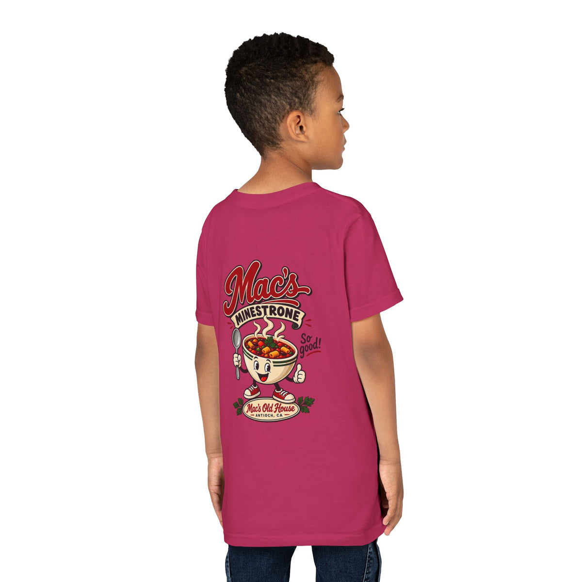 Youth Tee — "Mac's Minestrone" Retro Soup Logo
