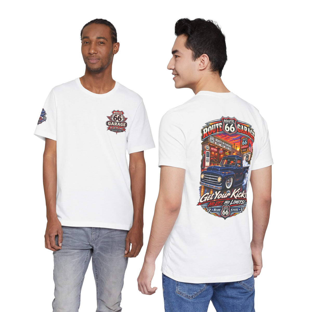 Vintage Pickup Truck T-Shirt – Blue Steel Classic Truck Graphic Tee | Route 66 Garage
