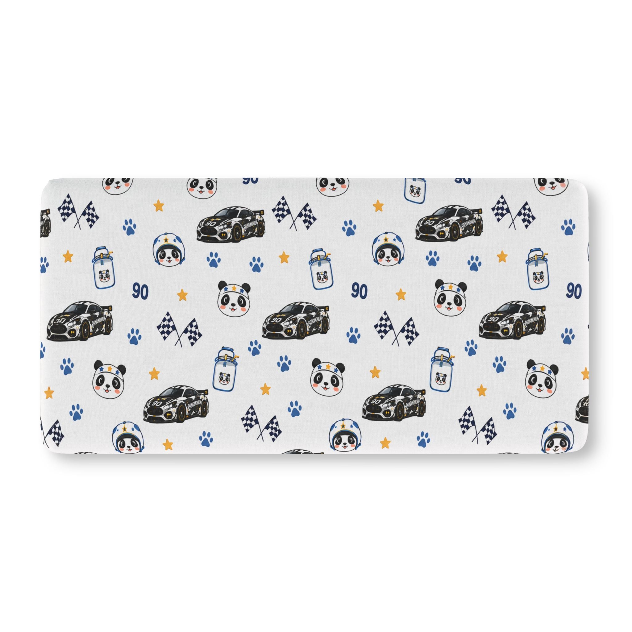 Milk Refill Pit Crew Crib Sheet – Panda Race Car Baby Bedding