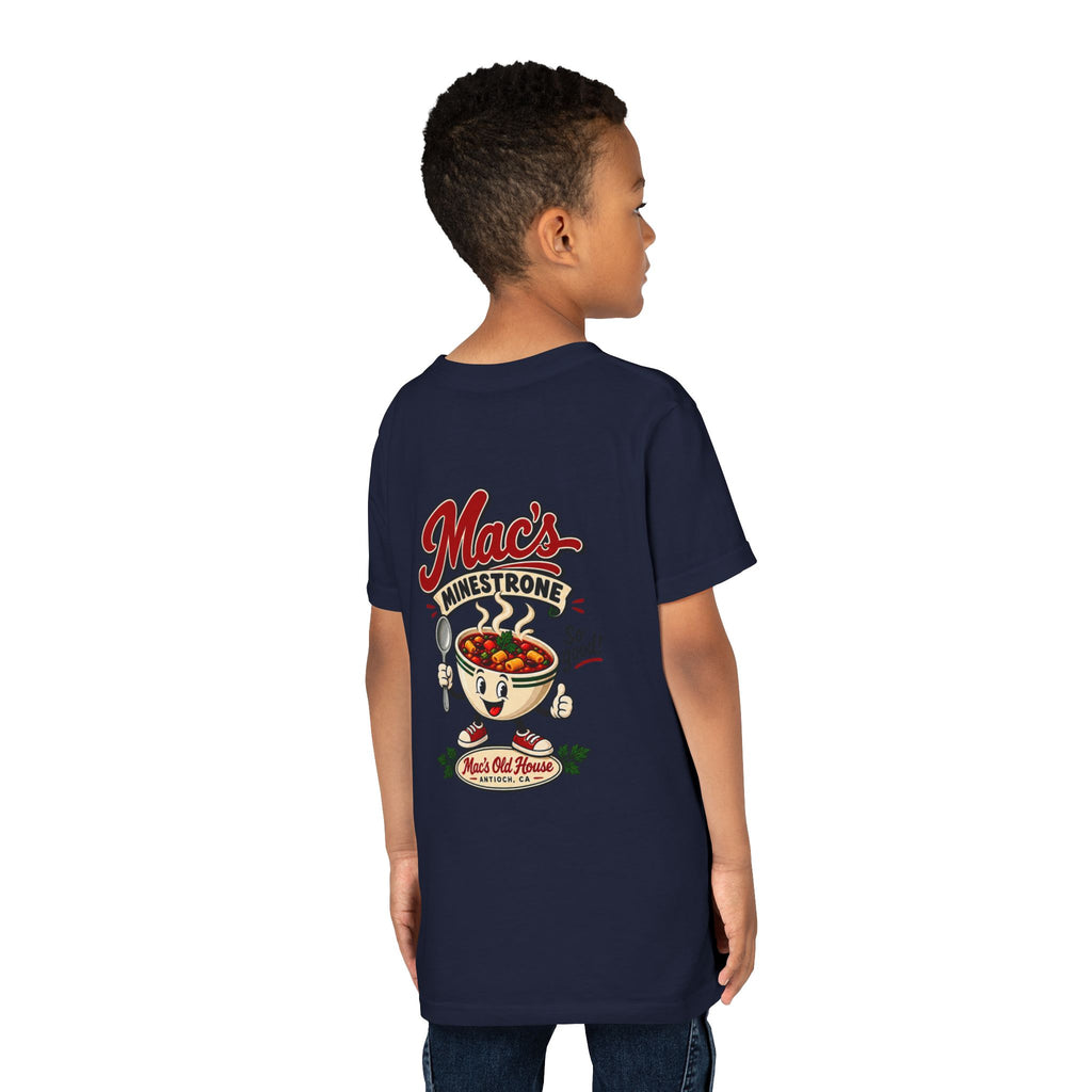 Youth Tee — "Mac's Minestrone" Retro Soup Logo