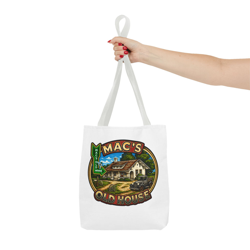 Mac's Old House Tote Bag — Vintage Route 66 Retro Diner Beach Town Carryall