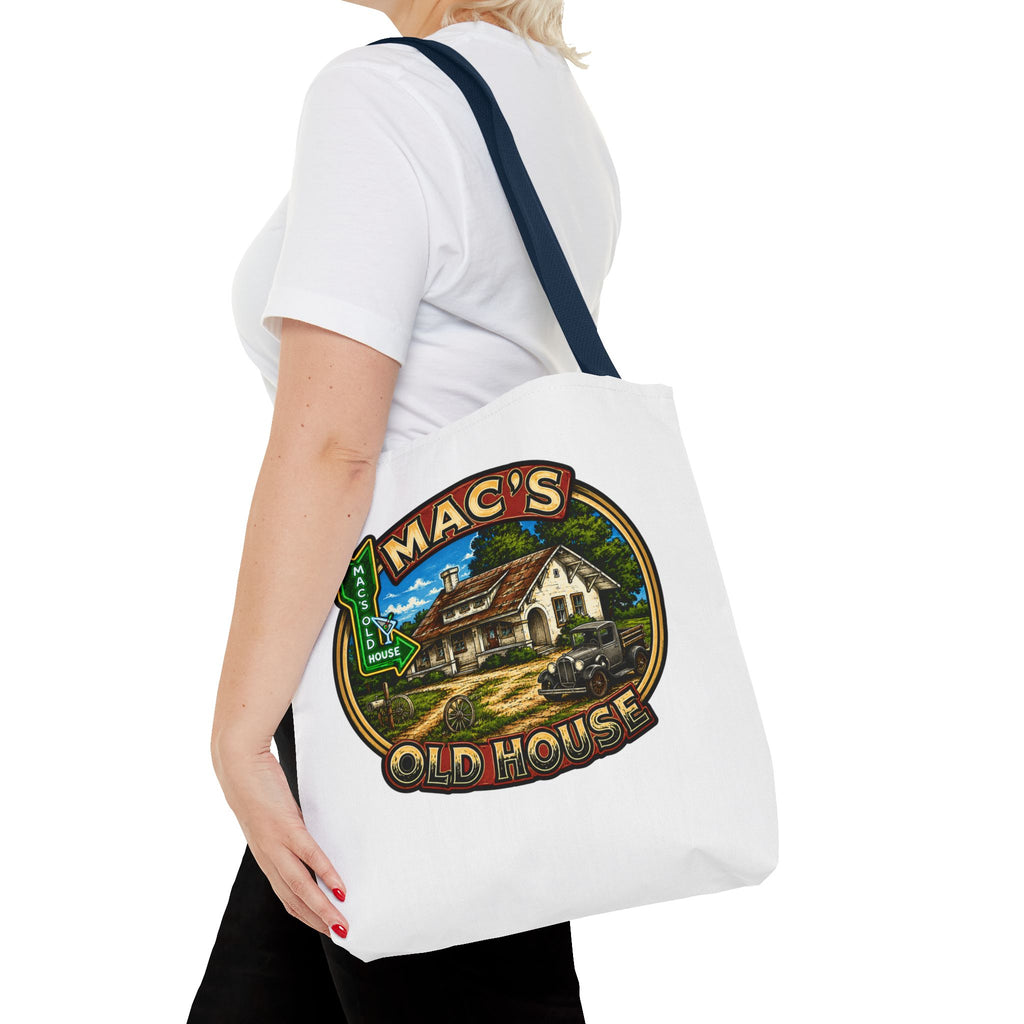 Mac's Old House Tote Bag — Vintage Route 66 Retro Diner Beach Town Carryall