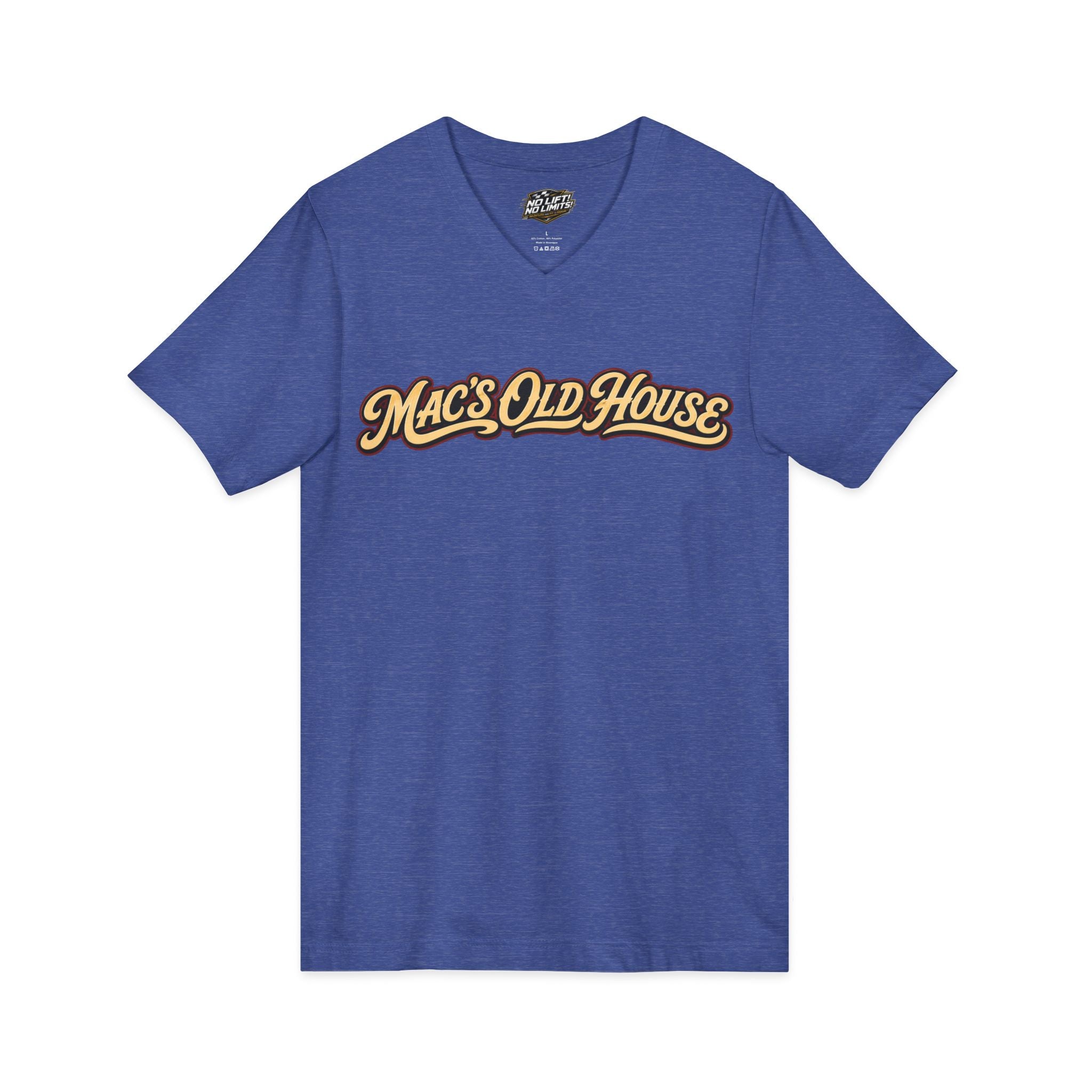 Mac's Old House V-Neck Tee — Retro Diner & Classic Cars Graphic Shirt