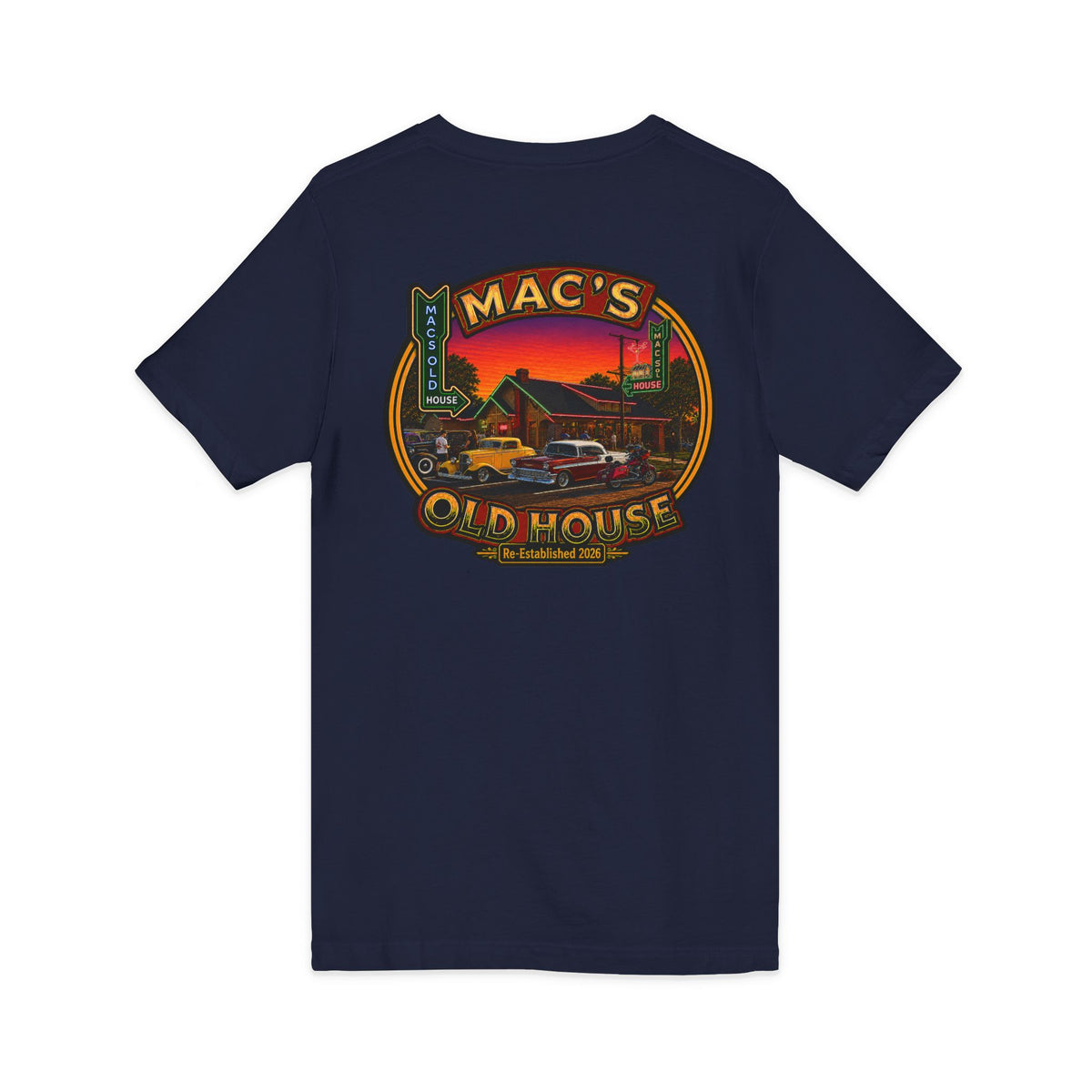 Mac’s Old House Re-Established 2026  V-Neck Tee