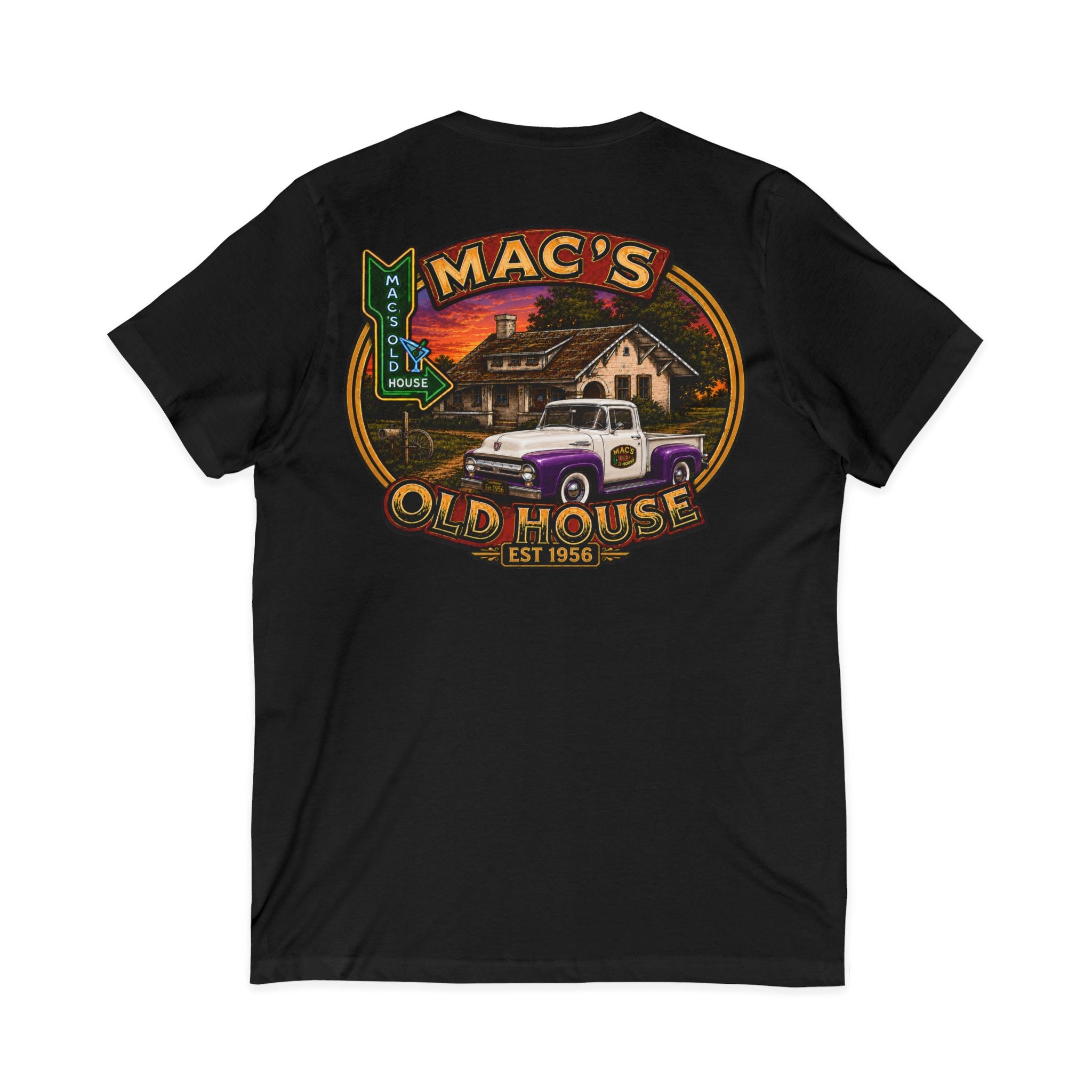 Mac’s Old House Vintage Truck V-Neck Tee