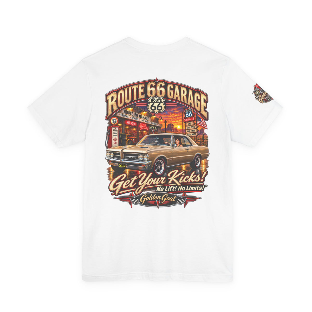 Pontiac GTO T-Shirt – Golden Goat Muscle Car Tee | Route 66 Garage