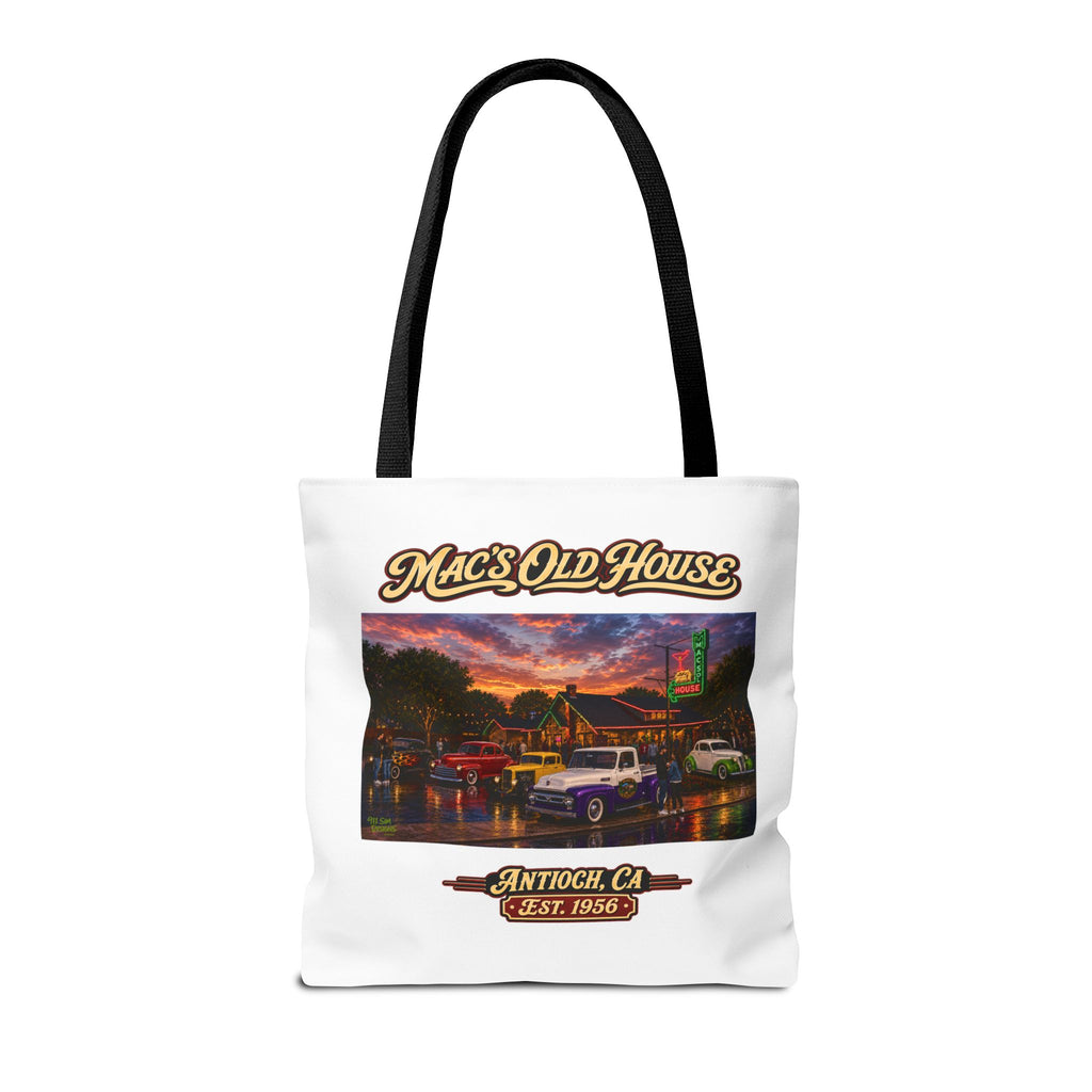 Mac's Old House Tote Bag — Vintage Route 66 Retro Diner Beach Town Carryall
