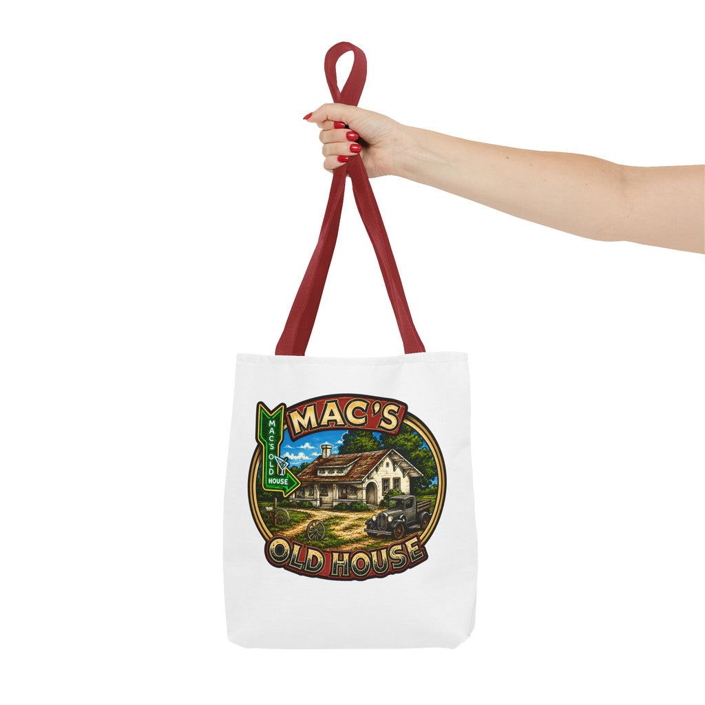 Mac's Old House Tote Bag — Vintage Route 66 Retro Diner Beach Town Carryall