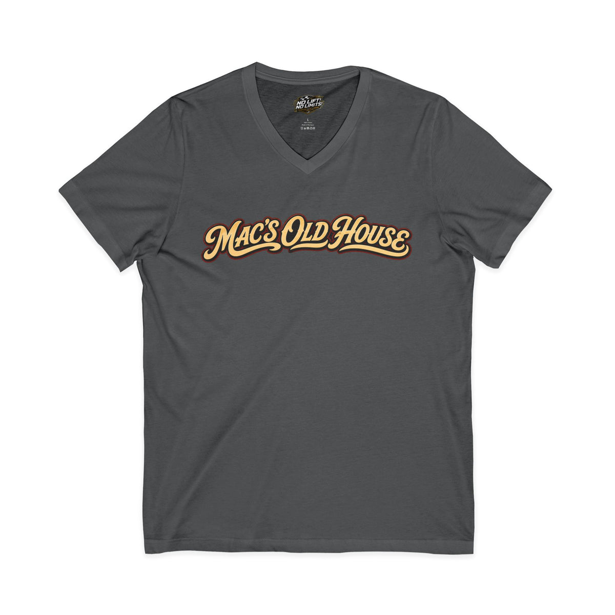 Mac's Old House V-Neck Tee — Retro Diner & Classic Cars Graphic Shirt