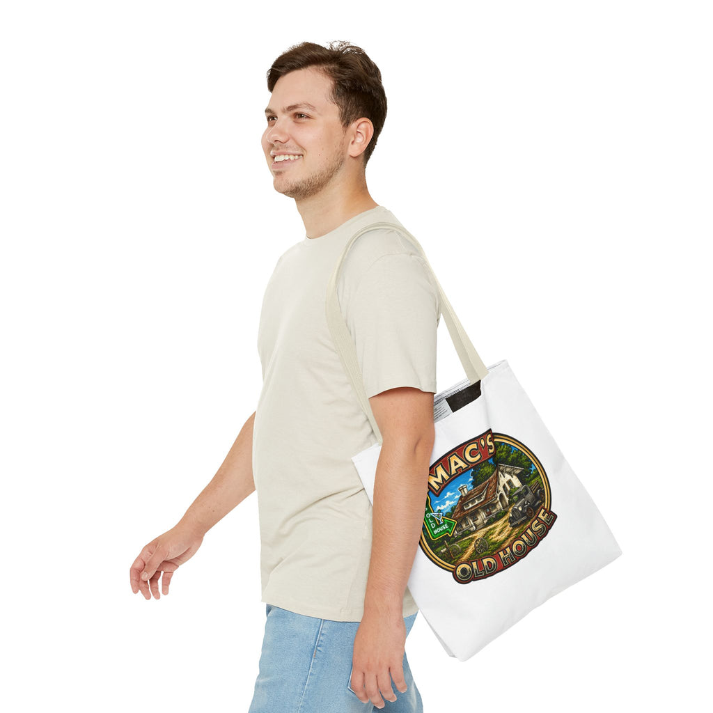 Mac's Old House Tote Bag — Vintage Route 66 Retro Diner Beach Town Carryall