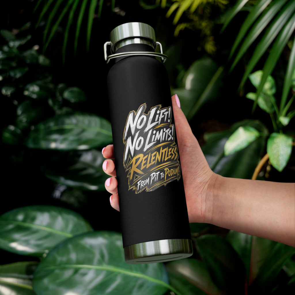 22oz Insulated Water Bottle — “No Limits, Relentless” Motivational Sport Bottle