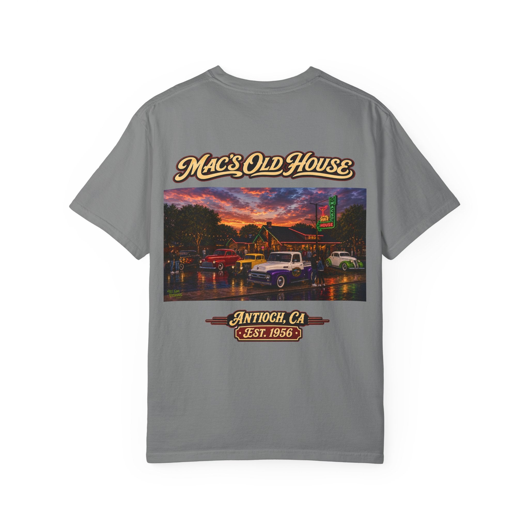 Mac's Old House Antioch CA Vintage T-Shirt — Retro Diner Night Scene (Est. 1956)