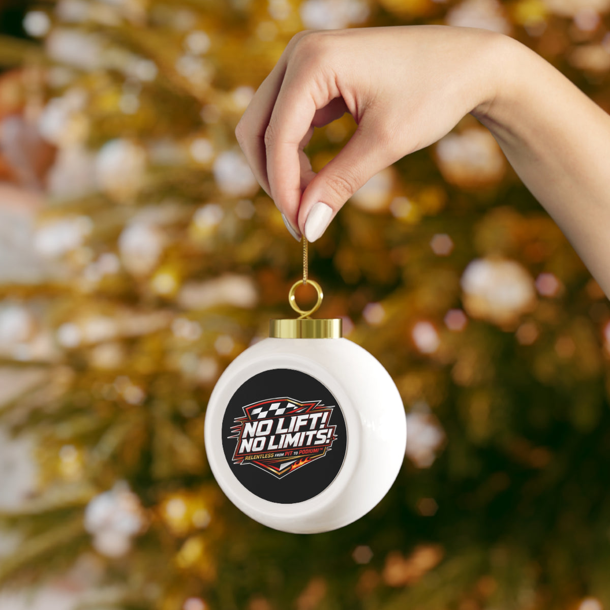 No Lift! No Limits! Racing Logo Christmas Ornament