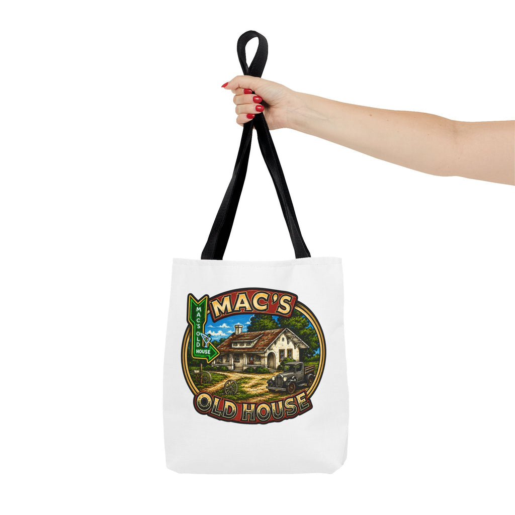 Mac's Old House Tote Bag — Vintage Route 66 Retro Diner Beach Town Carryall