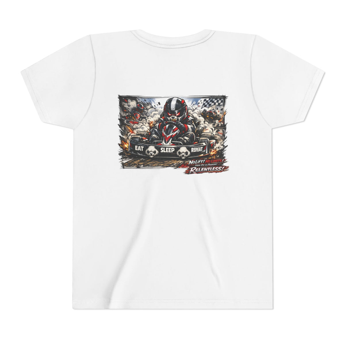 Youth Tee — Eat. Sleep. Race. Repeat. Panda Kart Racing Tee