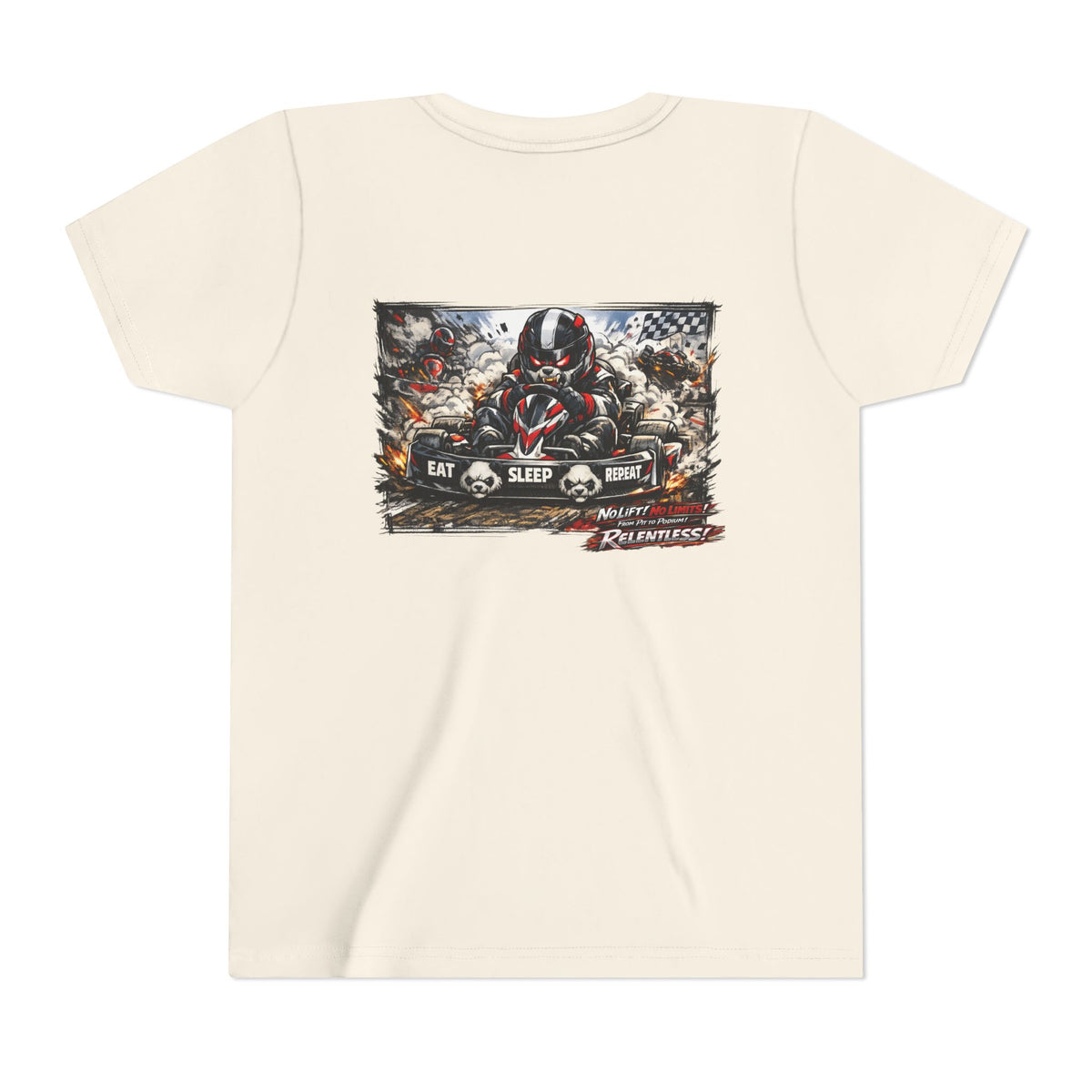 Youth Tee — Eat. Sleep. Race. Repeat. Panda Kart Racing Tee