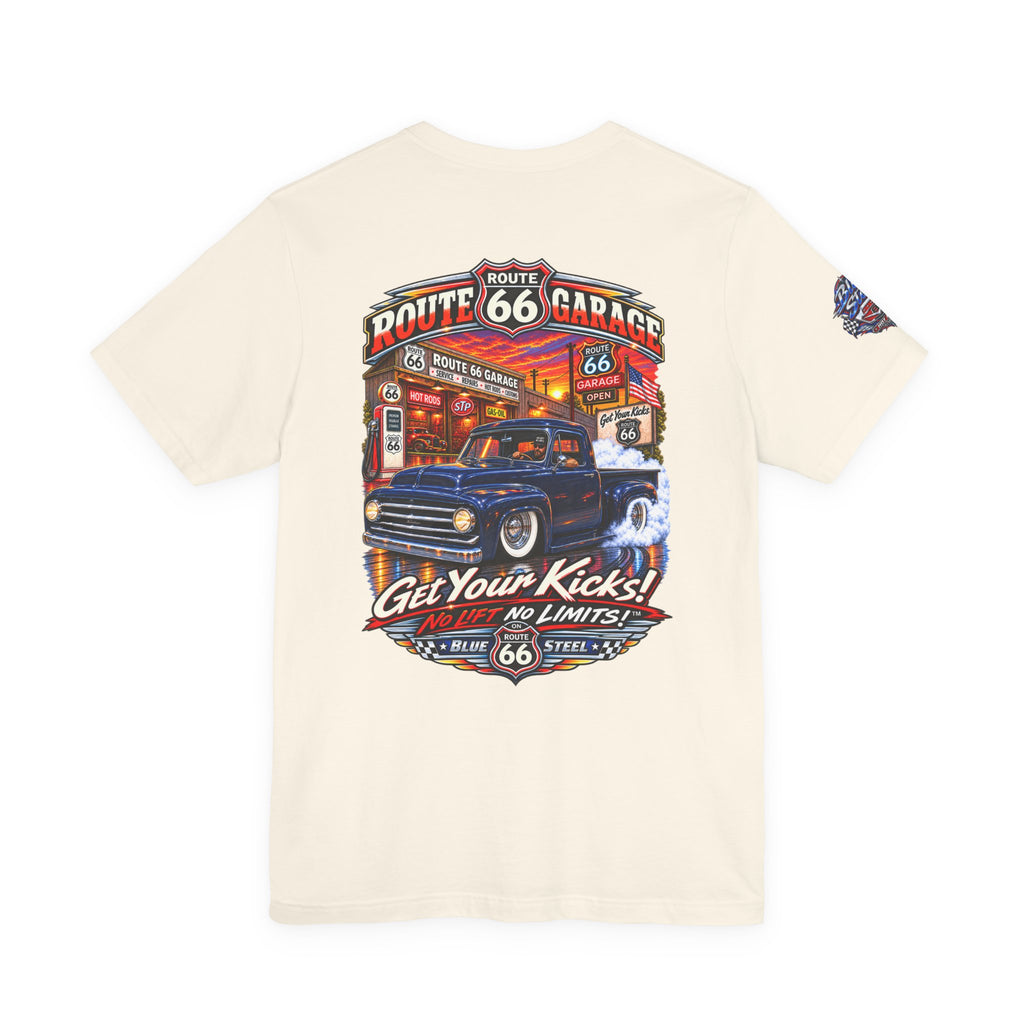 Vintage Pickup Truck T-Shirt – Blue Steel Classic Truck Graphic Tee | Route 66 Garage