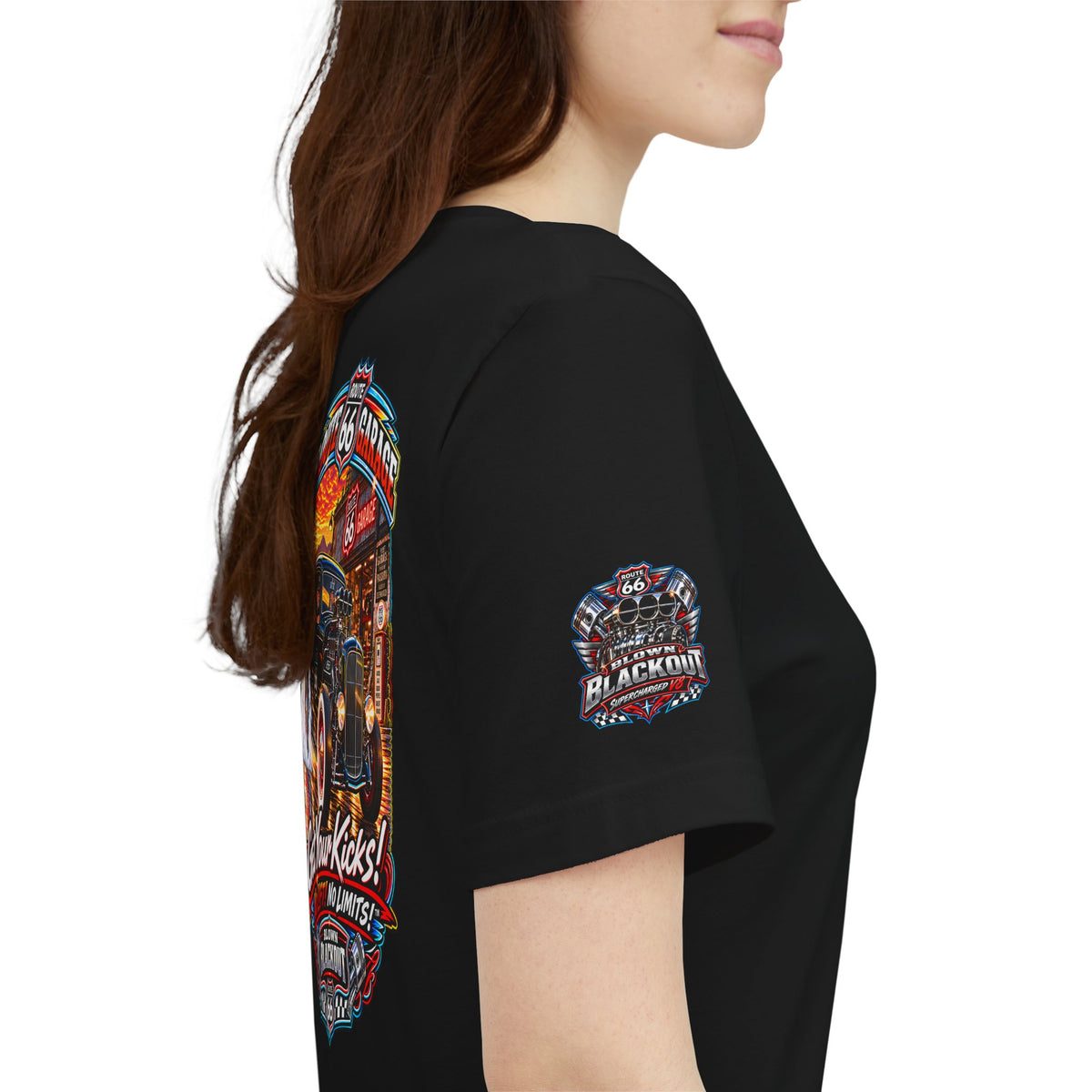 Route 66 Garage – Blown Blackout Hot Rod Tee