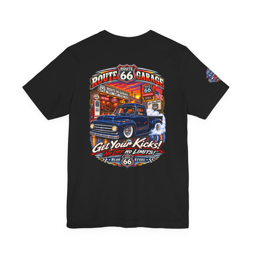 Vintage Pickup Truck T-Shirt – Blue Steel Classic Truck Graphic Tee | Route 66 Garage