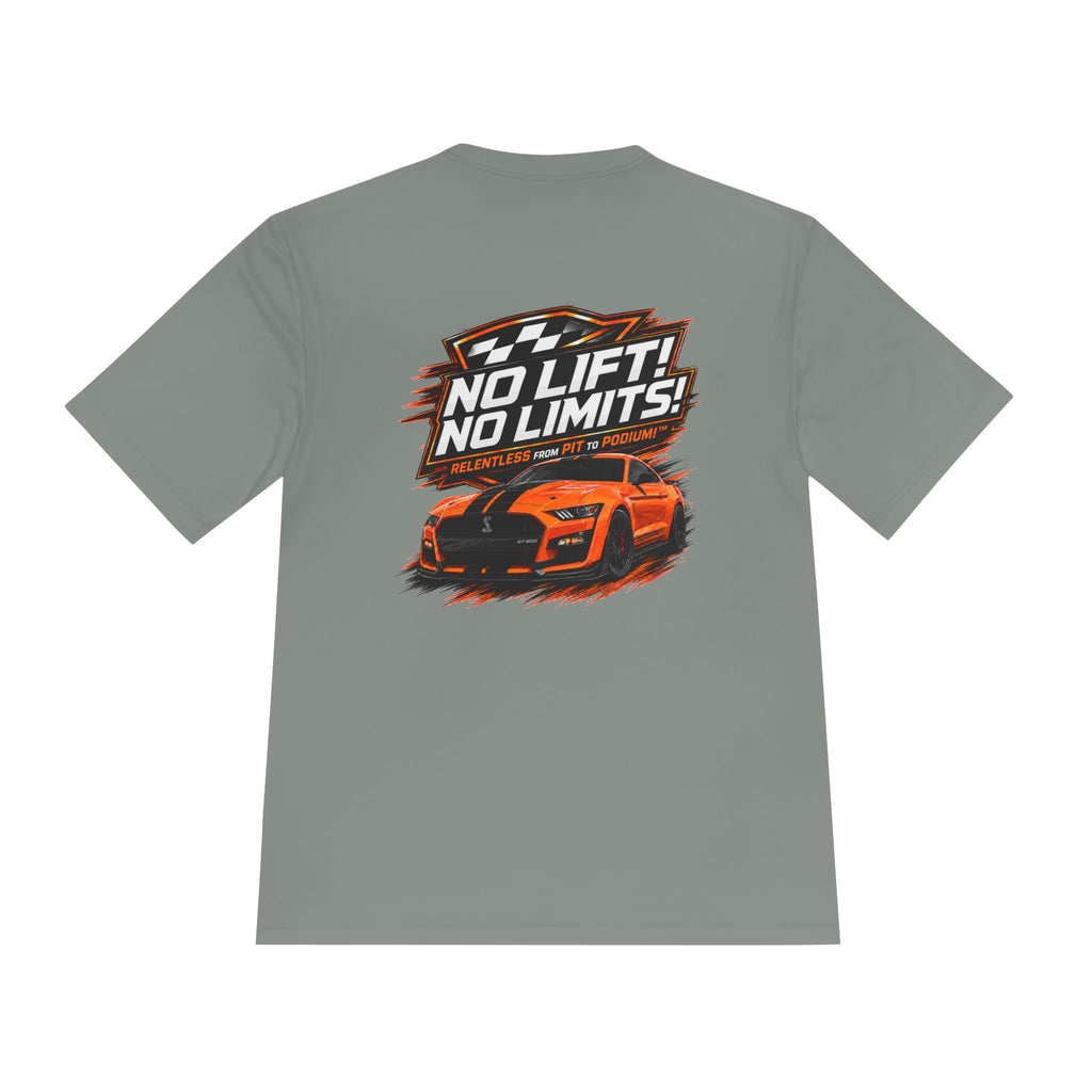 Racing Tee — "No Lift! No Limits!" Sports Car Graphic Moisture-Wicking Shirt