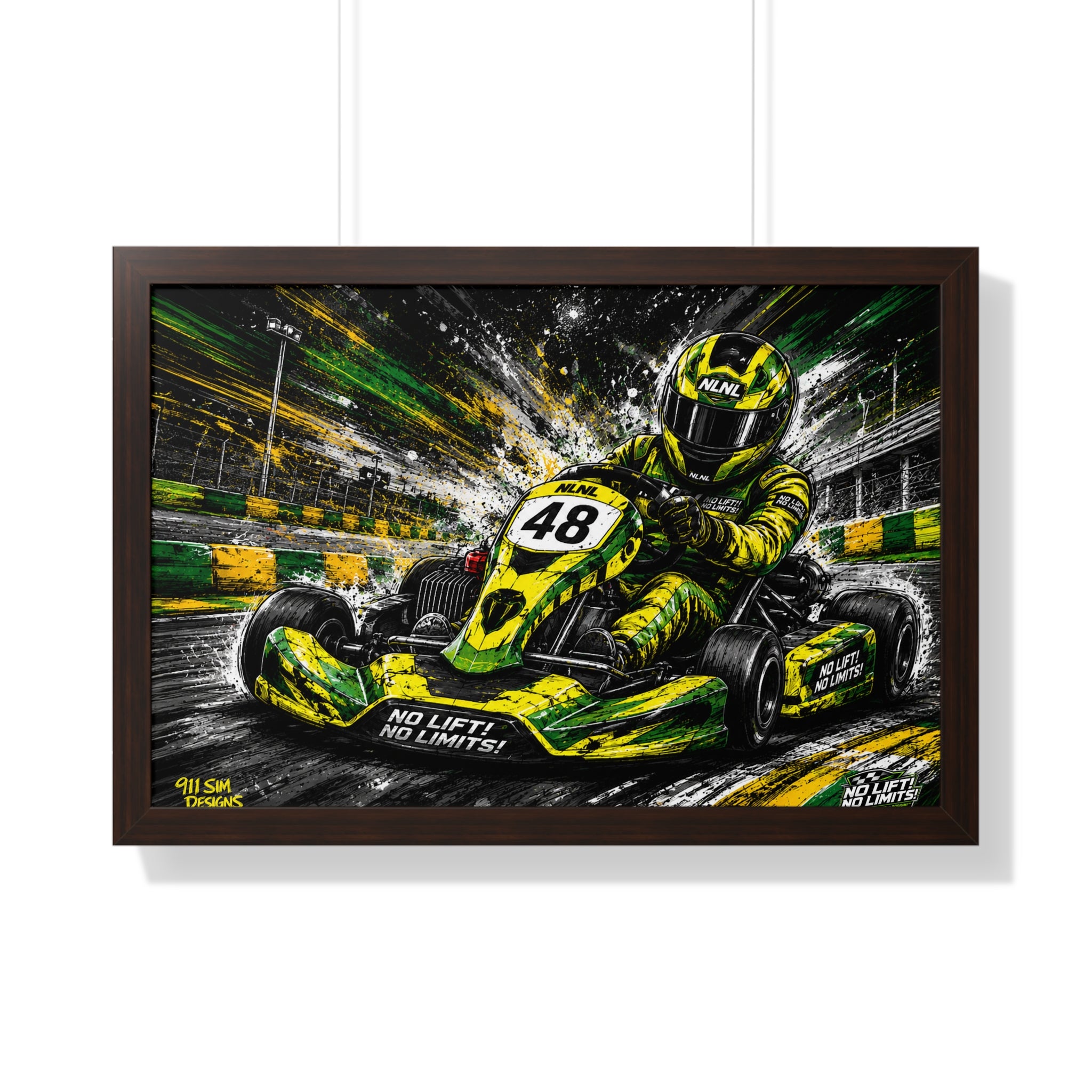 Go-Kart Racing Framed Poster — "No Limits" High-Speed Track Art