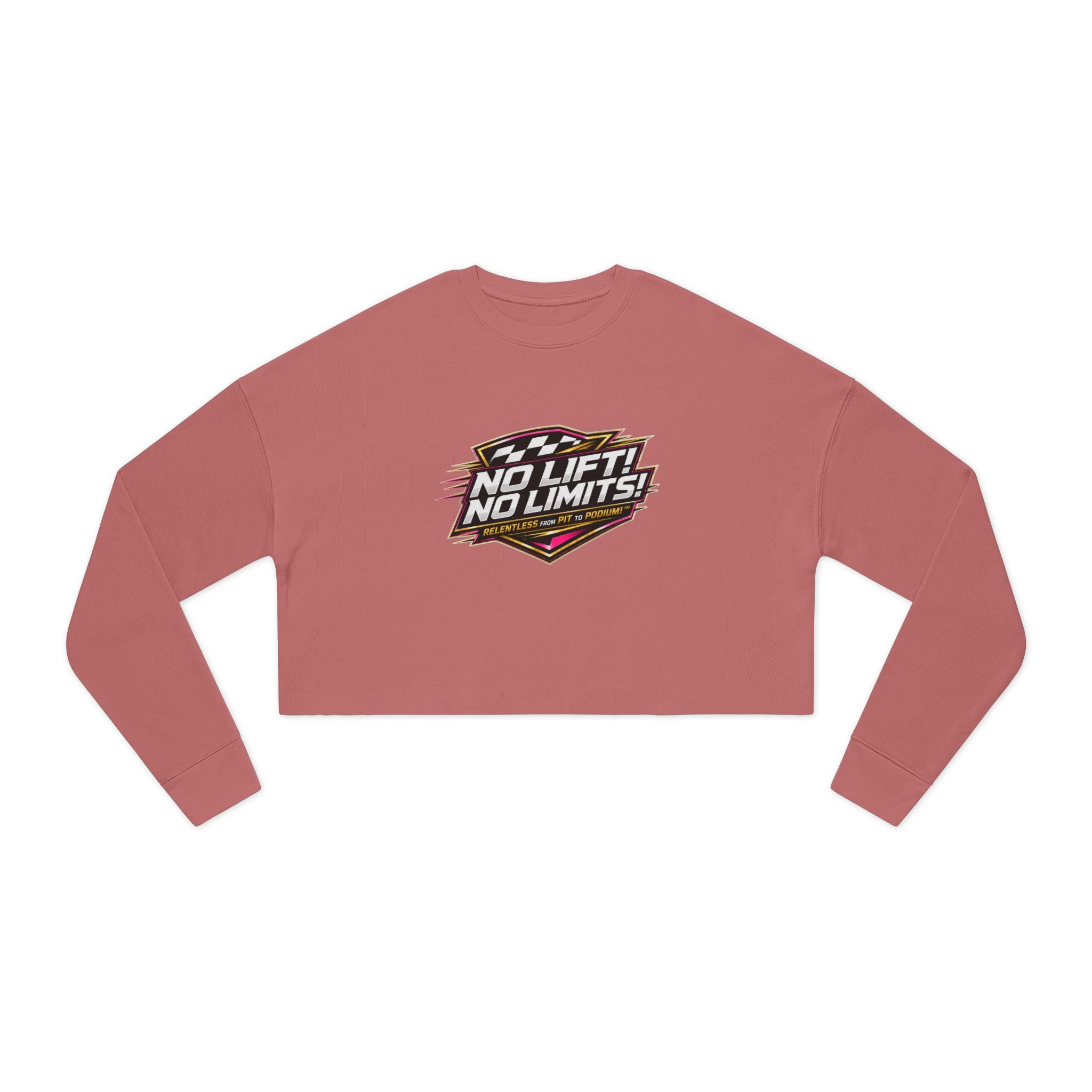 Cropped Sweatshirt — "No Lift! No Limits!" Motivational Fitness Crop