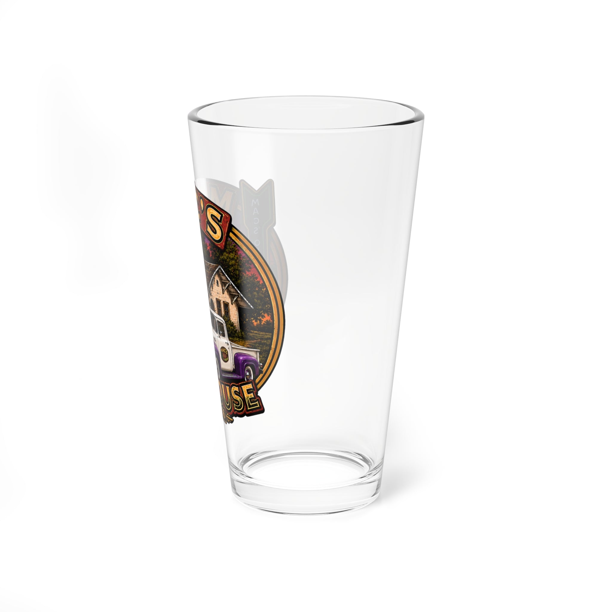 Mixing Glass - Mac’s Old House 16oz Pint Glass with Retro House