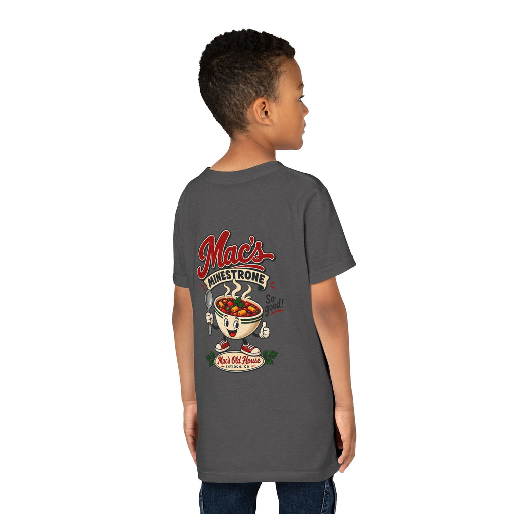 Youth Tee — "Mac's Minestrone" Retro Soup Logo