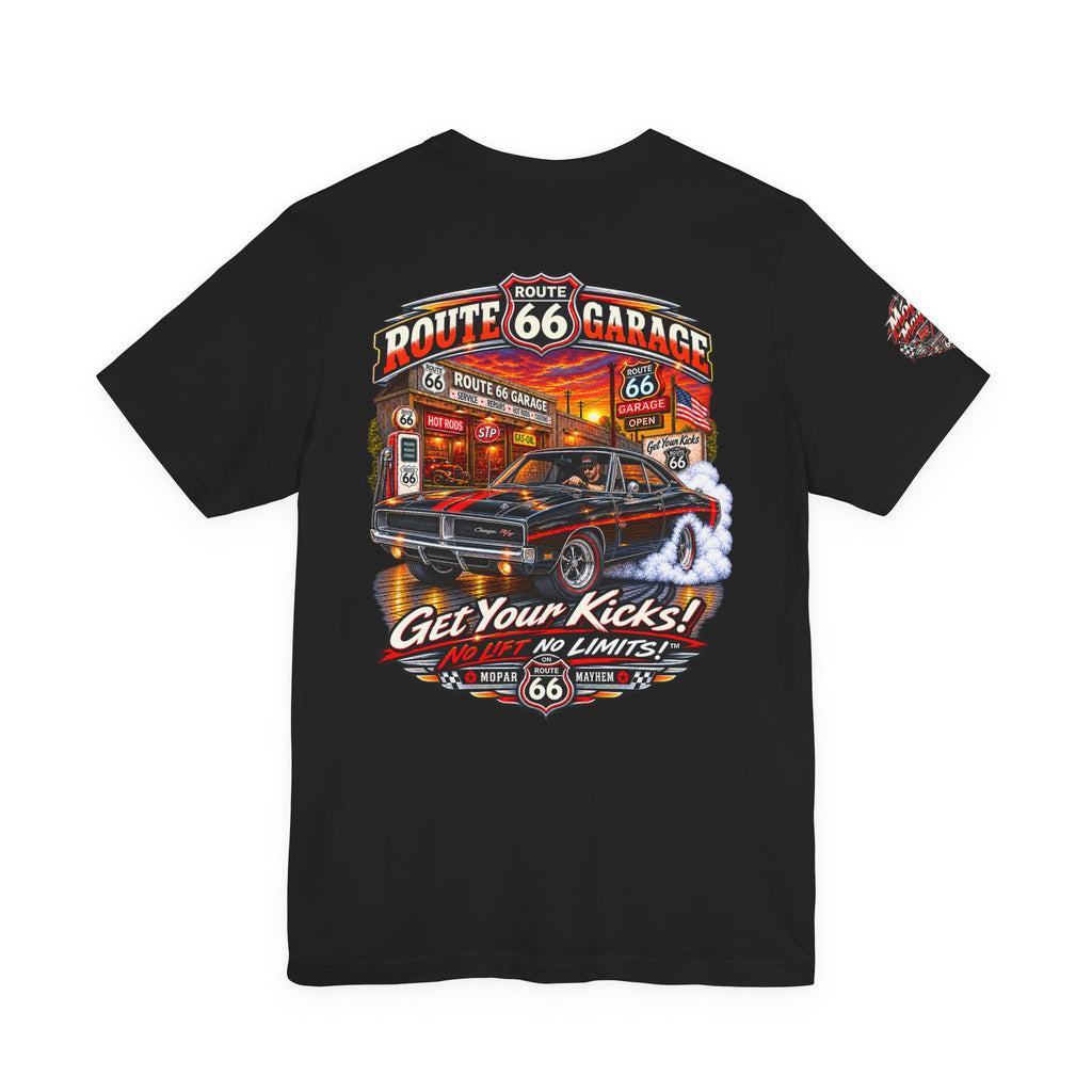 Classic Mopar Muscle Car T-Shirt – Black & Red R/T Graphic Tee | Route 66 Garage
